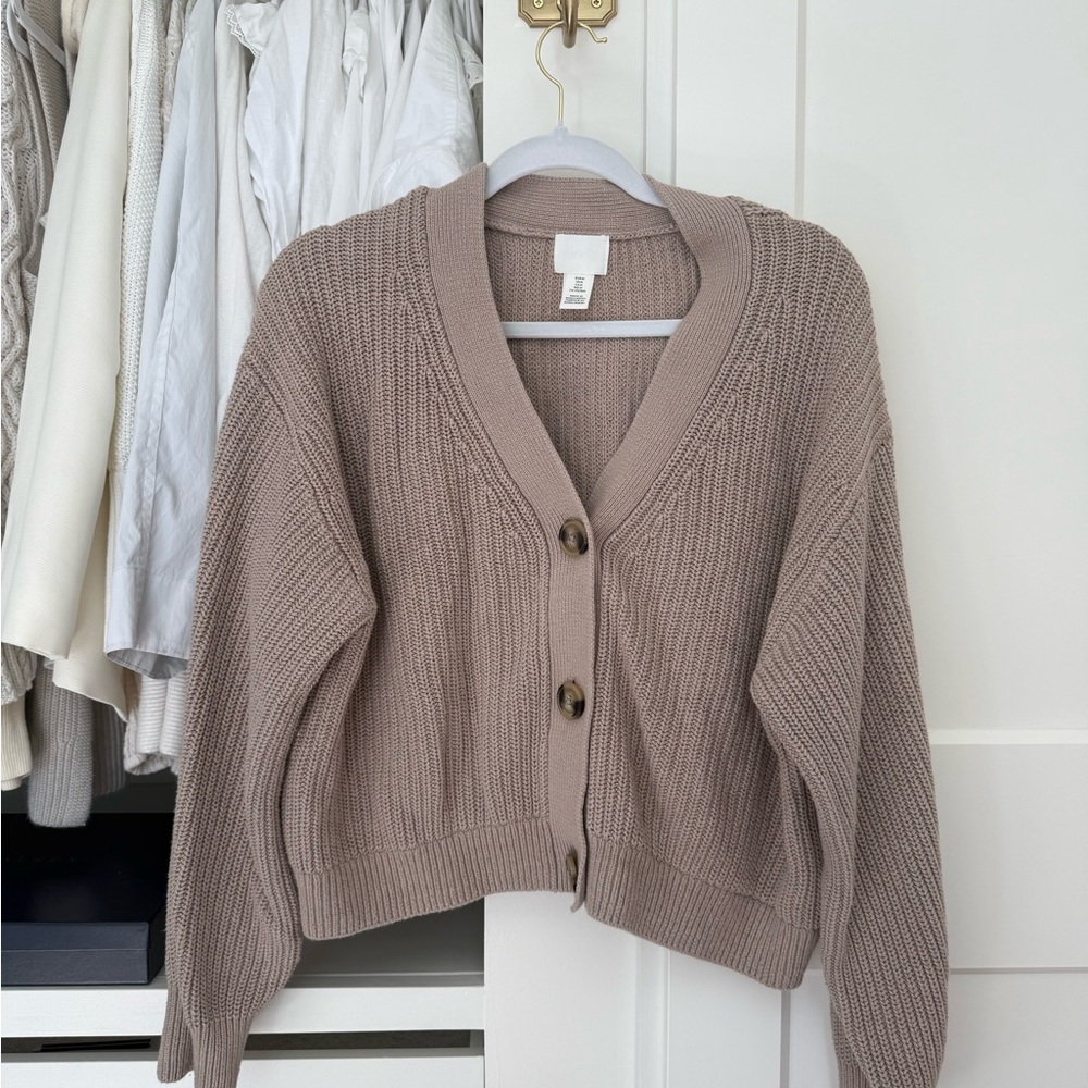 H&M Taupe Button-Up Cardigan